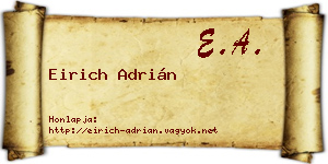 Eirich Adrián névjegykártya